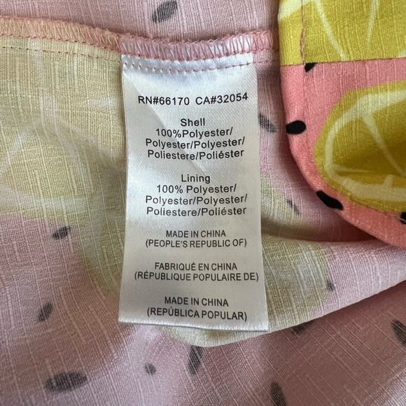 Anthropologie Hutch Women’s Lemon Fruit Pink Overalls Shortalls Romper Jumpsuit - Picture 10 of 13